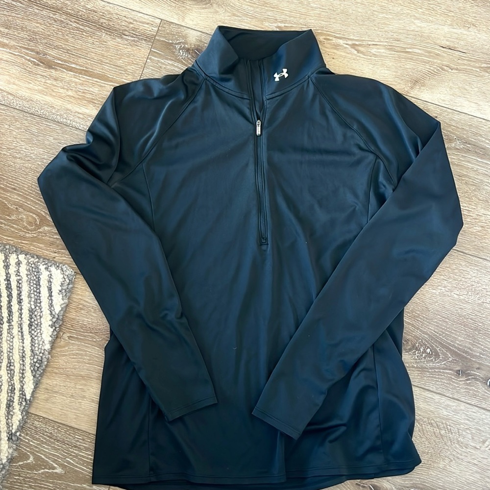 Women’s Under Armour Long Sleeve Black Knit Quarter Zip Pullover - XL